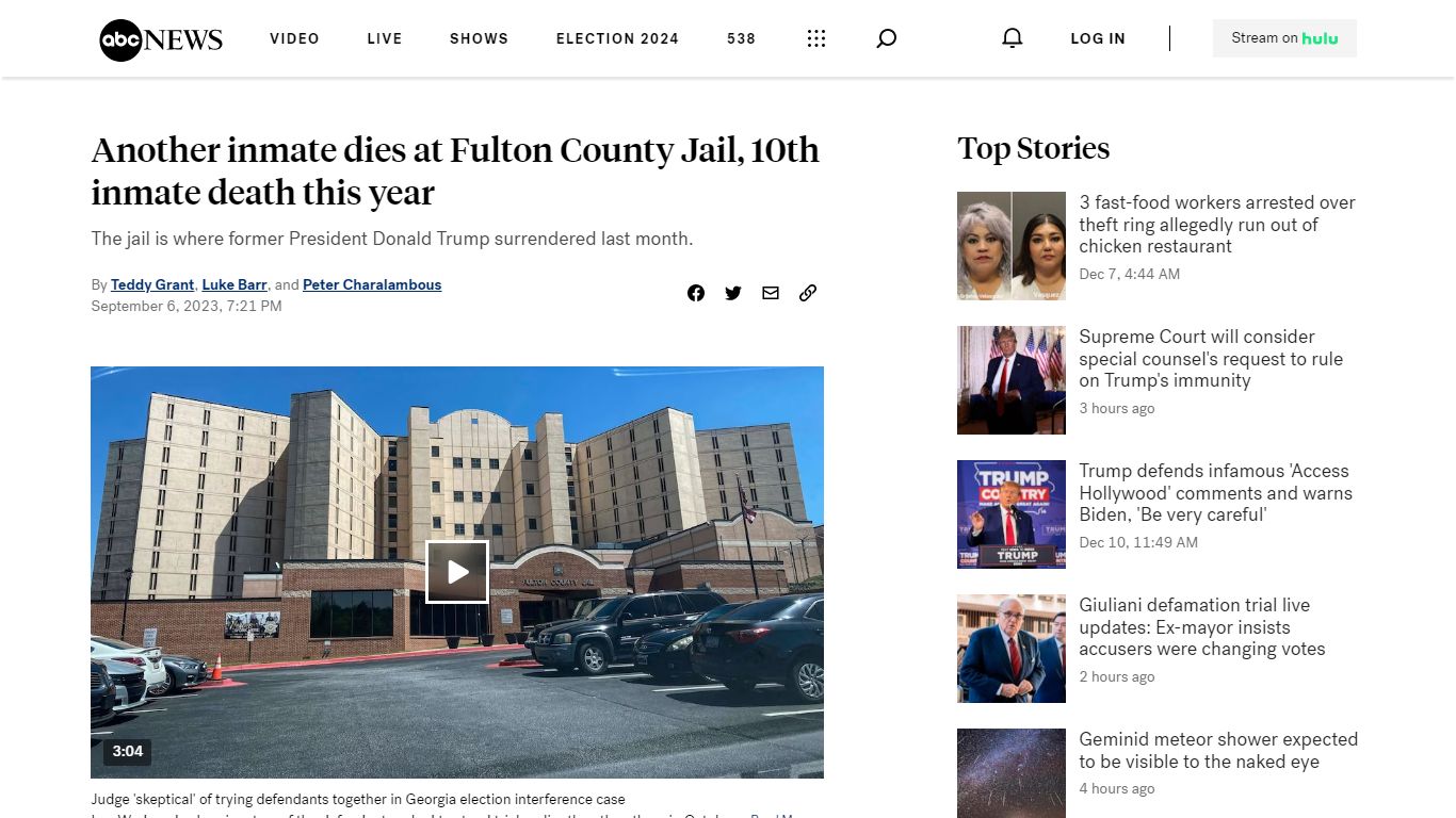 Another inmate dies at Fulton County Jail, 10th inmate death ... - ABC News